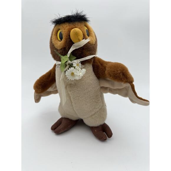 VTG 1990 Disney Store Winnie The Pooh Owl Plush Toy Stuffed Animal 11” Flowers - Picture 1 of 9
